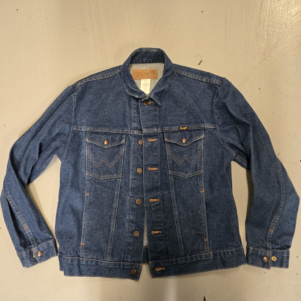 Wrangler Vintage Classic Indigo Denim Jacket Made In USA Large